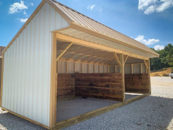 A prefab animal shelter for sale in Kentucky with metal siding