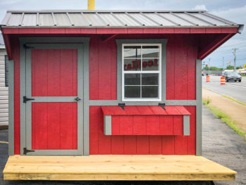 A red prefab animal shelter for sale in Kentucky