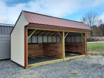 A prefab animal shelter for sale in Tennessee with metal siding