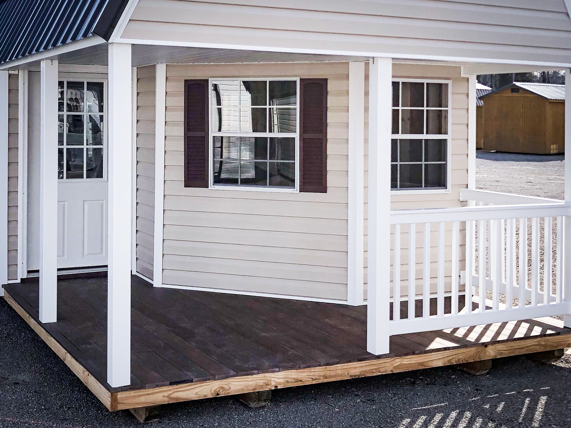 A custom shed cabin porch available in KY and TN