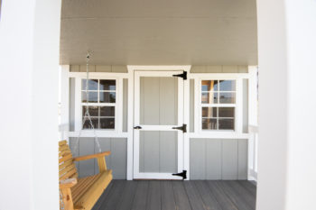 Exterior front entrance of a quality playhouse shed for sale in Kentucky or Tennessee