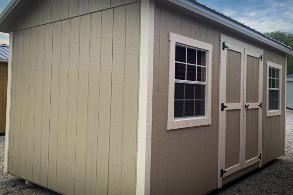 brown shed painted wood