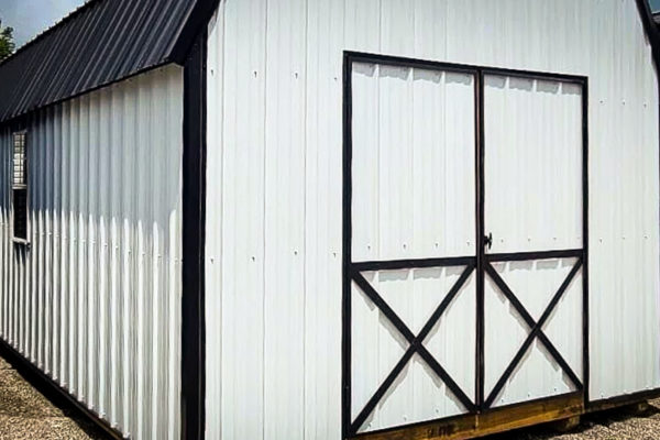 white shed metal siding