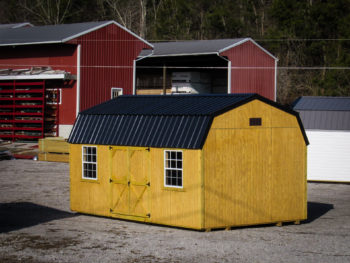 A prefab storage building with a loft in Tennessee