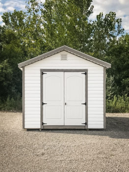 A vinyl shed in Tennessee with double doors