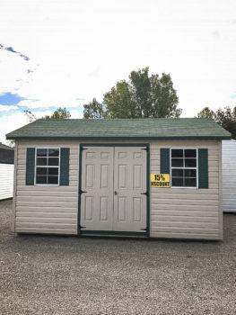 A discounted shed in Tennessee with vinyl siding