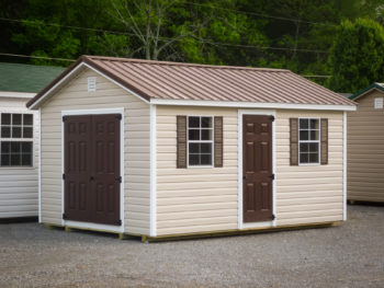 a-frame brown with vinyl shed siding option