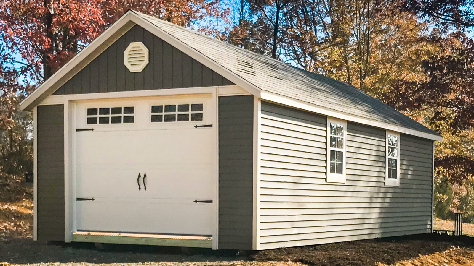 exterior of a-frame standard one-car garage sizes for sale