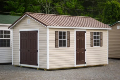 a-frame brown with vinyl shed siding option