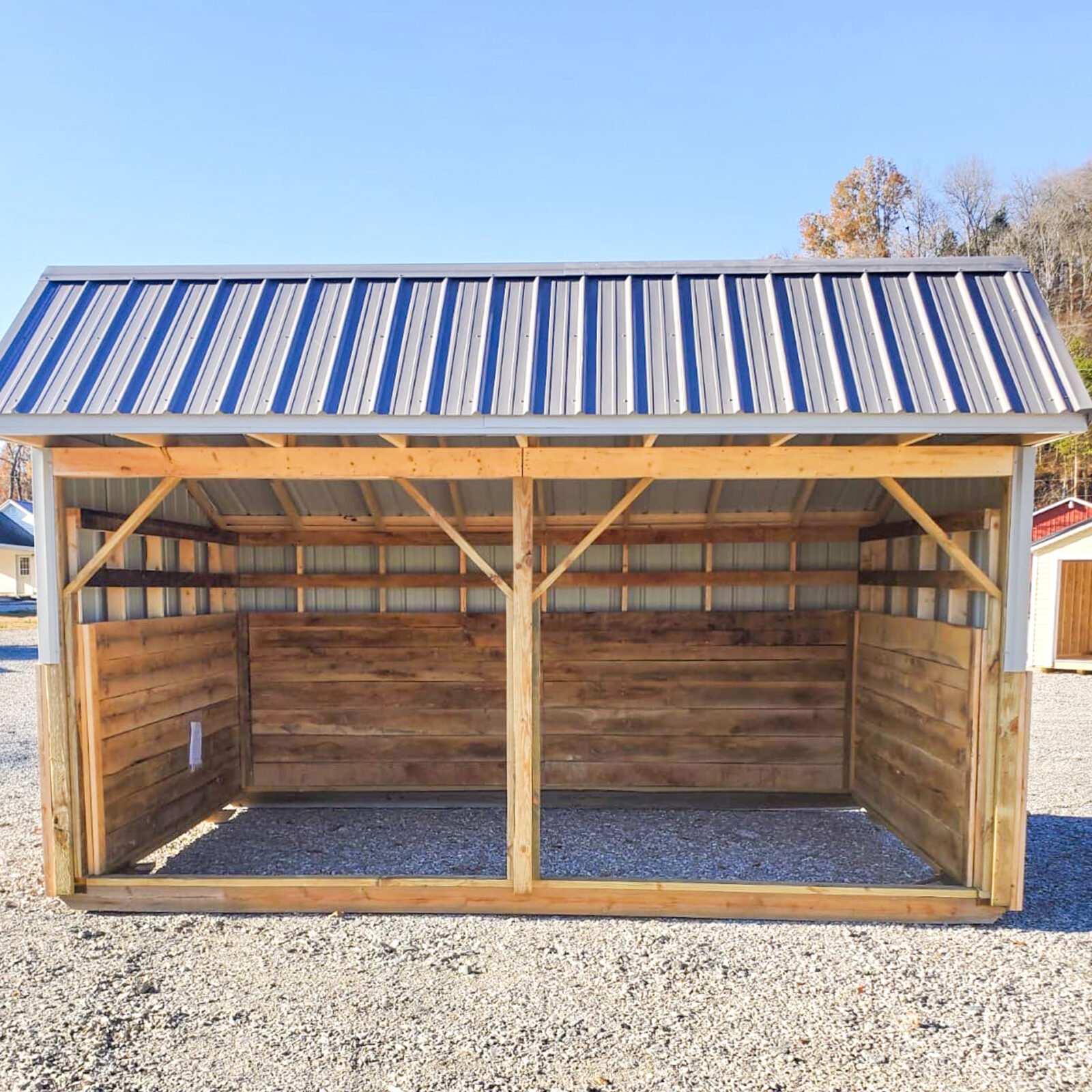 front of loafing shed for sale