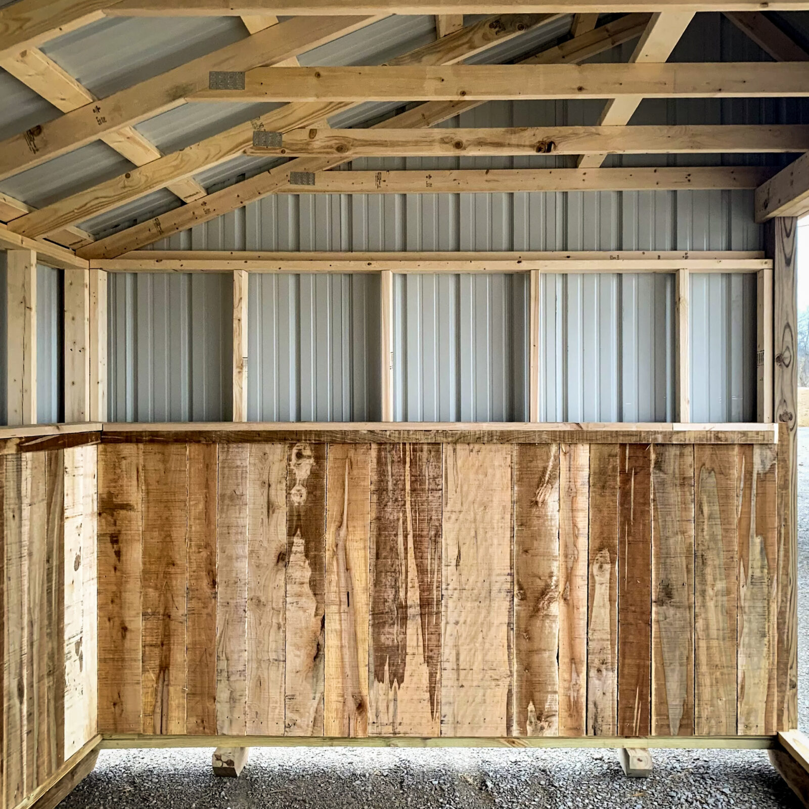 interior of portable loafing shed for sale