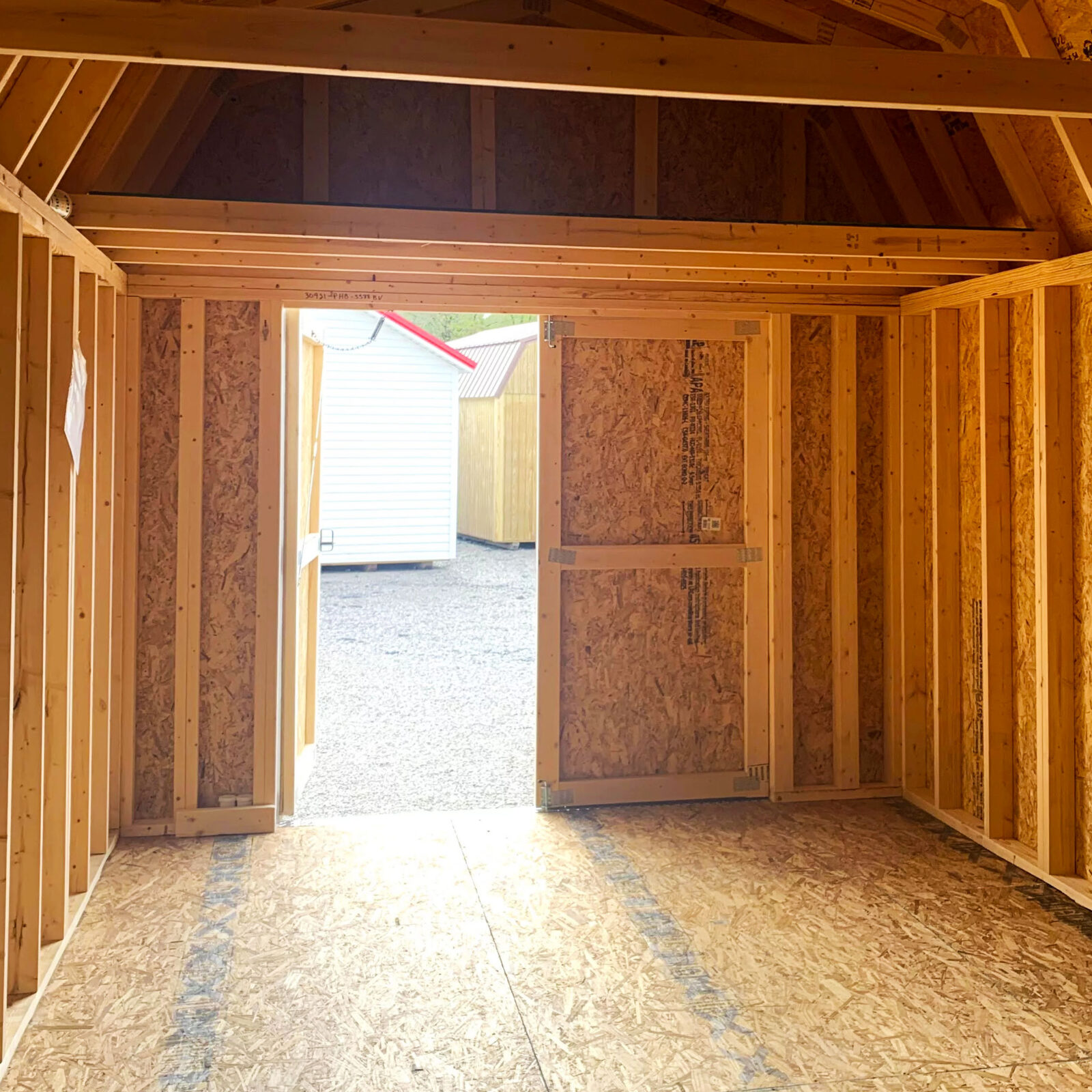 interior of good quality 200 sq ft shed for sale in KY and TN