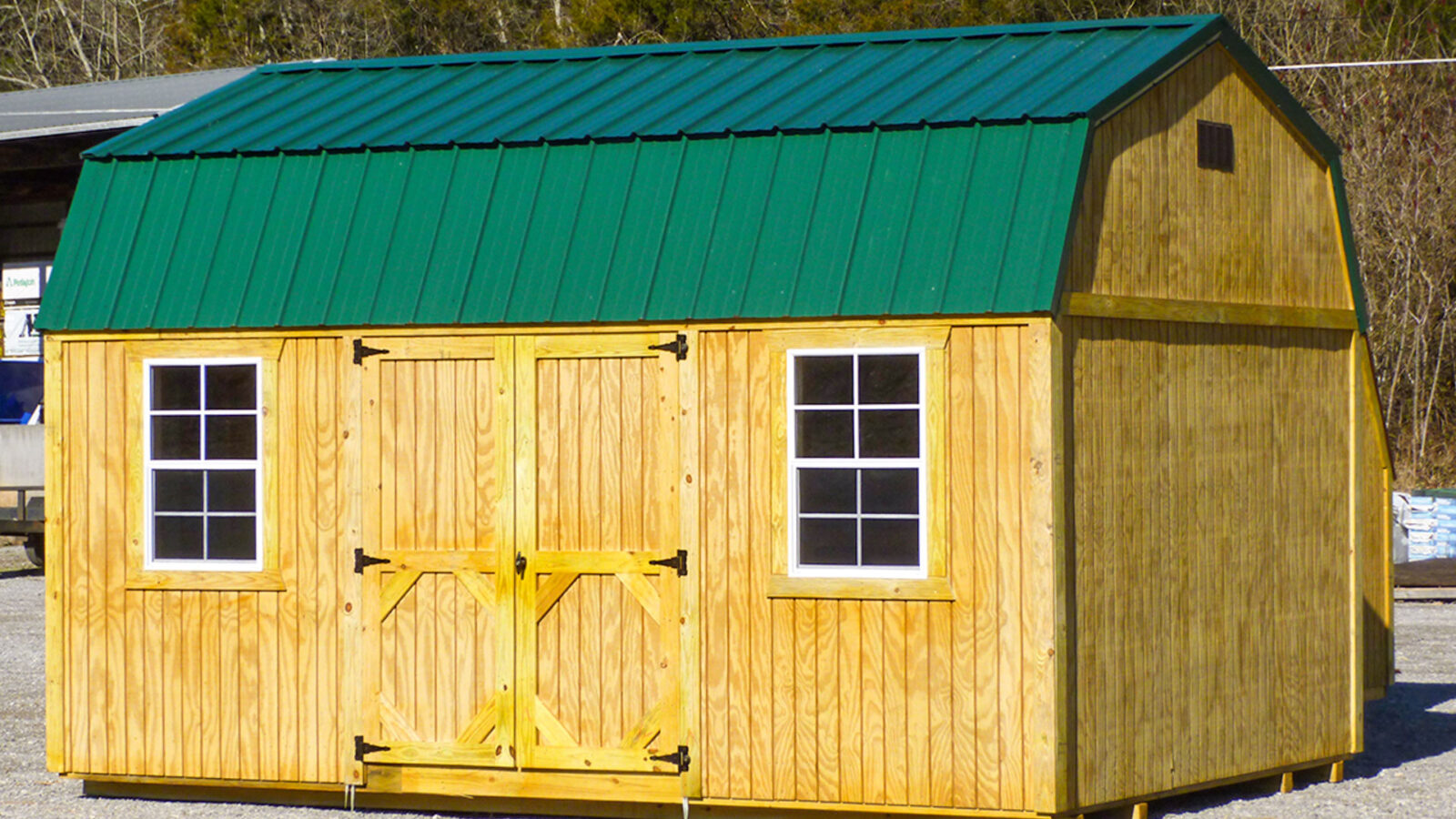 exterior of yellow barn 200 sq ft shed for sale in KY and TN