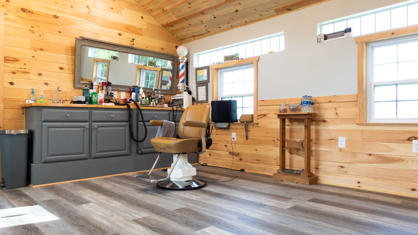 interior of barbershop as example of 200 sq ft shed use