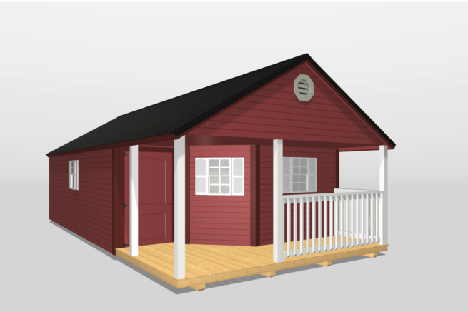 A 3d rendering of a custom shed in Kentucky