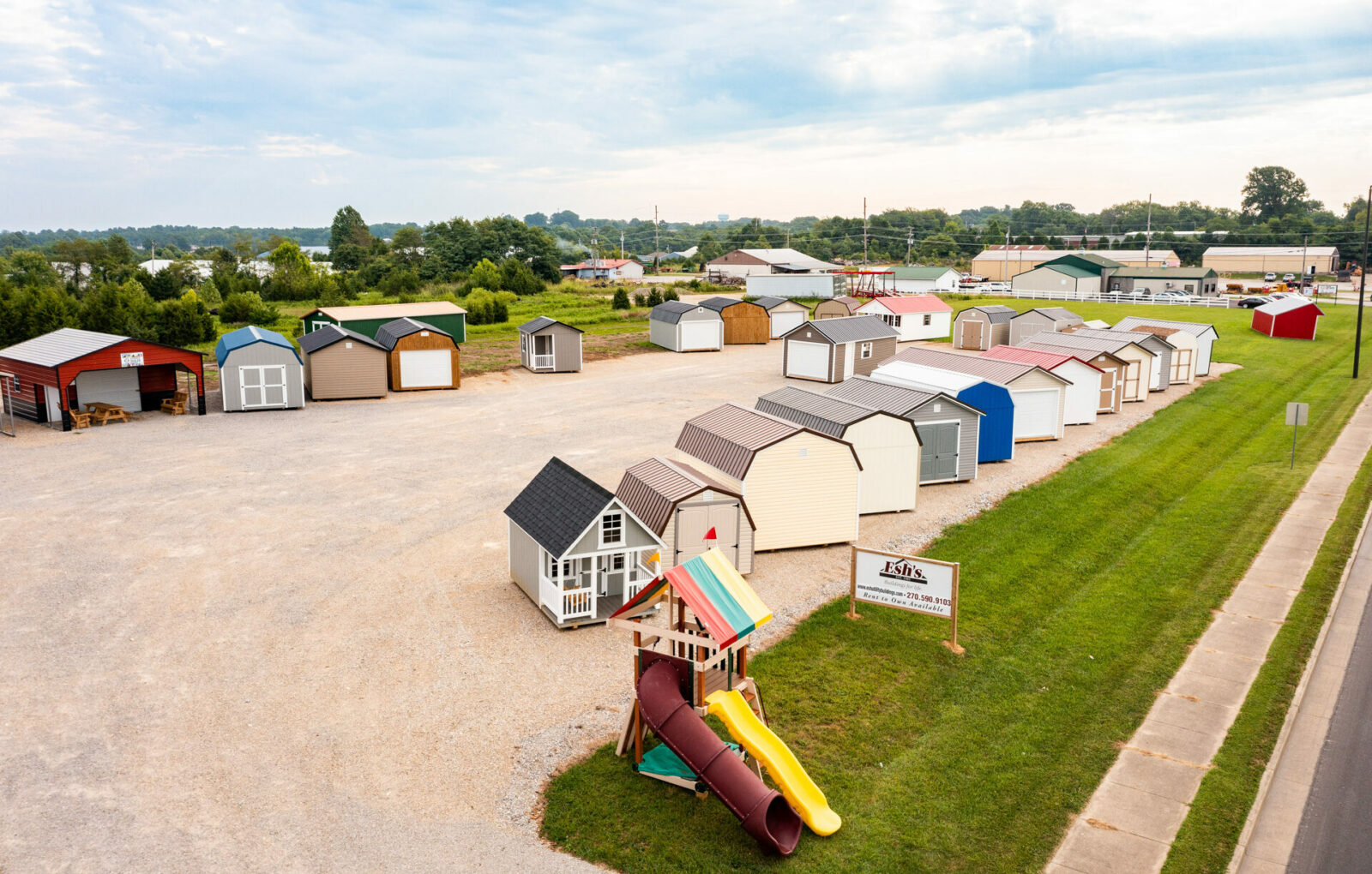 aerial view of sheds for sale near lexington ky