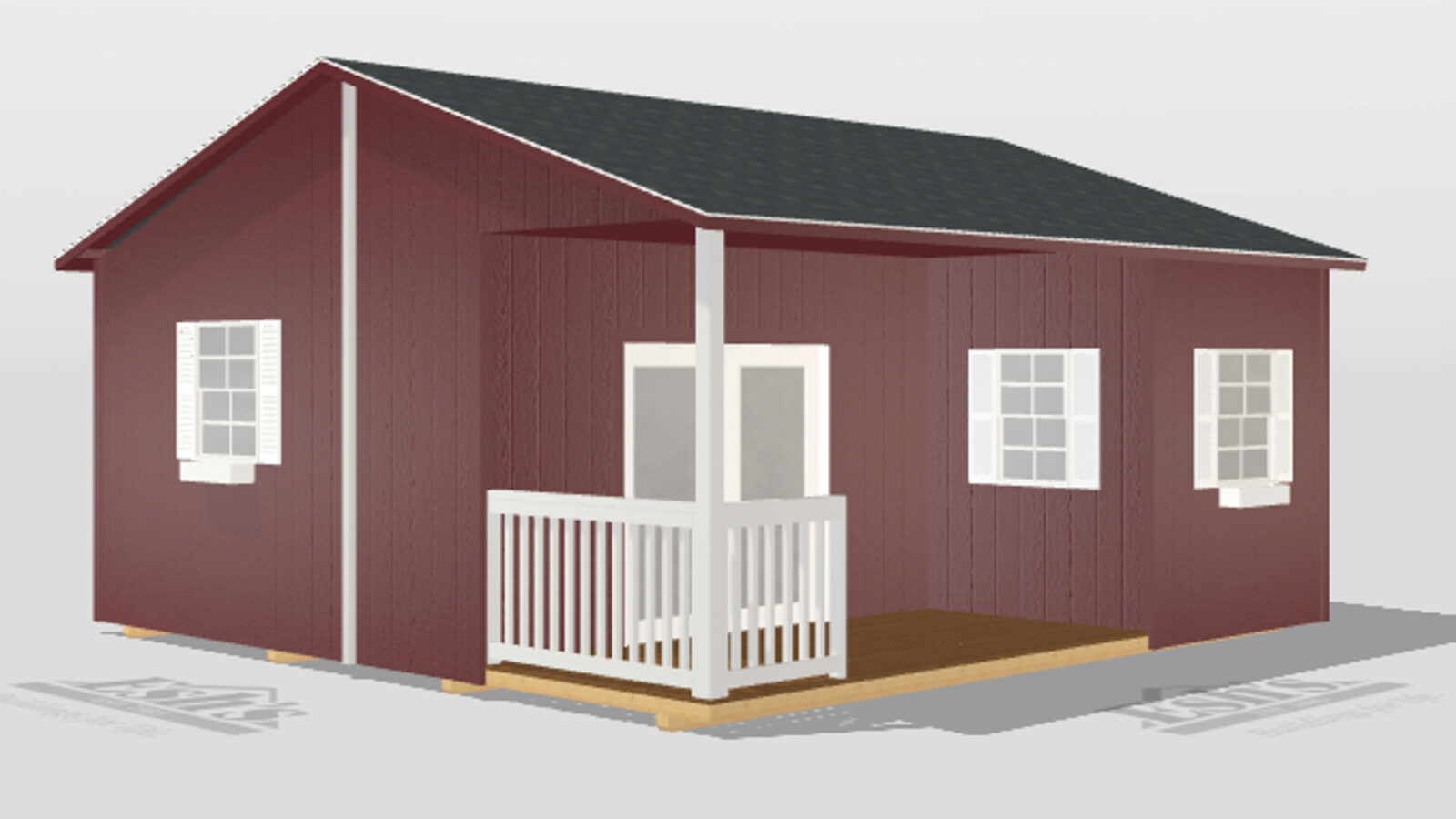 A tiny home shell designed by Esh's Utility Buildings.
