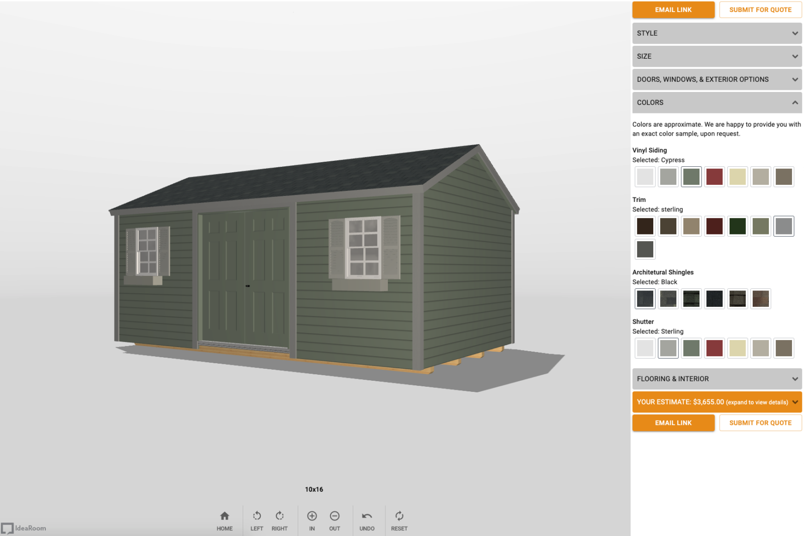 A 3D shed design software