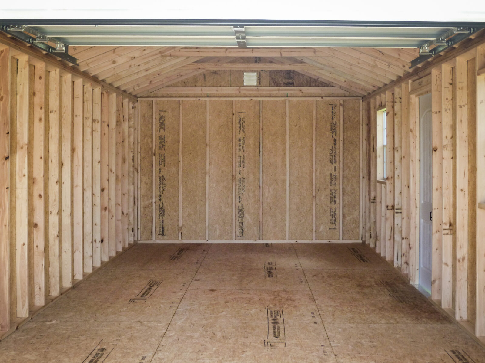 Interior of a portable garage shed for sale in Louisville, KY