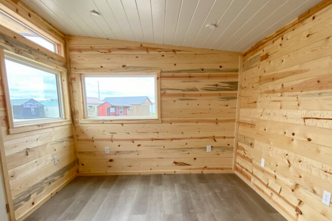 interior of a skillion tiny home shell in KY and TN