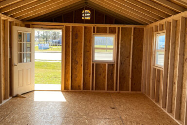 interior of a prefab custom sheds available in KY and TN built by Esh's Utility Buildings