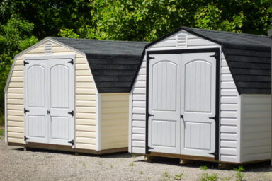Portable sheds in Kentucky with vinyl siding and double doors