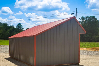 A metal horse run-in shed built in Kentucky or Tennessee