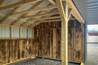 Interior of a horse run in shed available in Tennessee