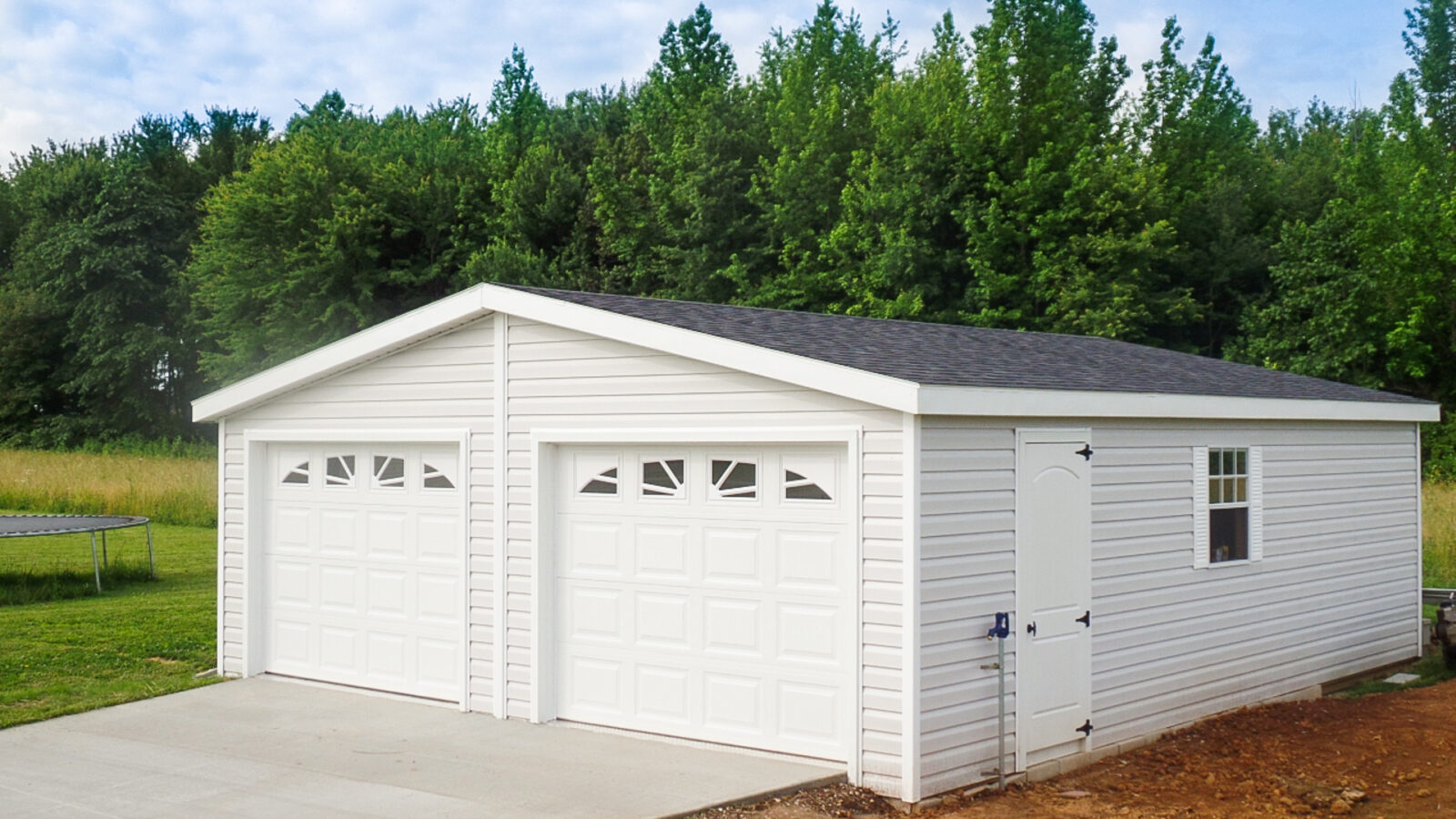 exterior of amazing quality white garage shed for sale