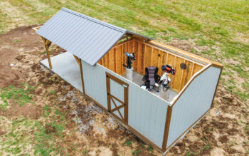 custom design shed with a roof that is adjustable