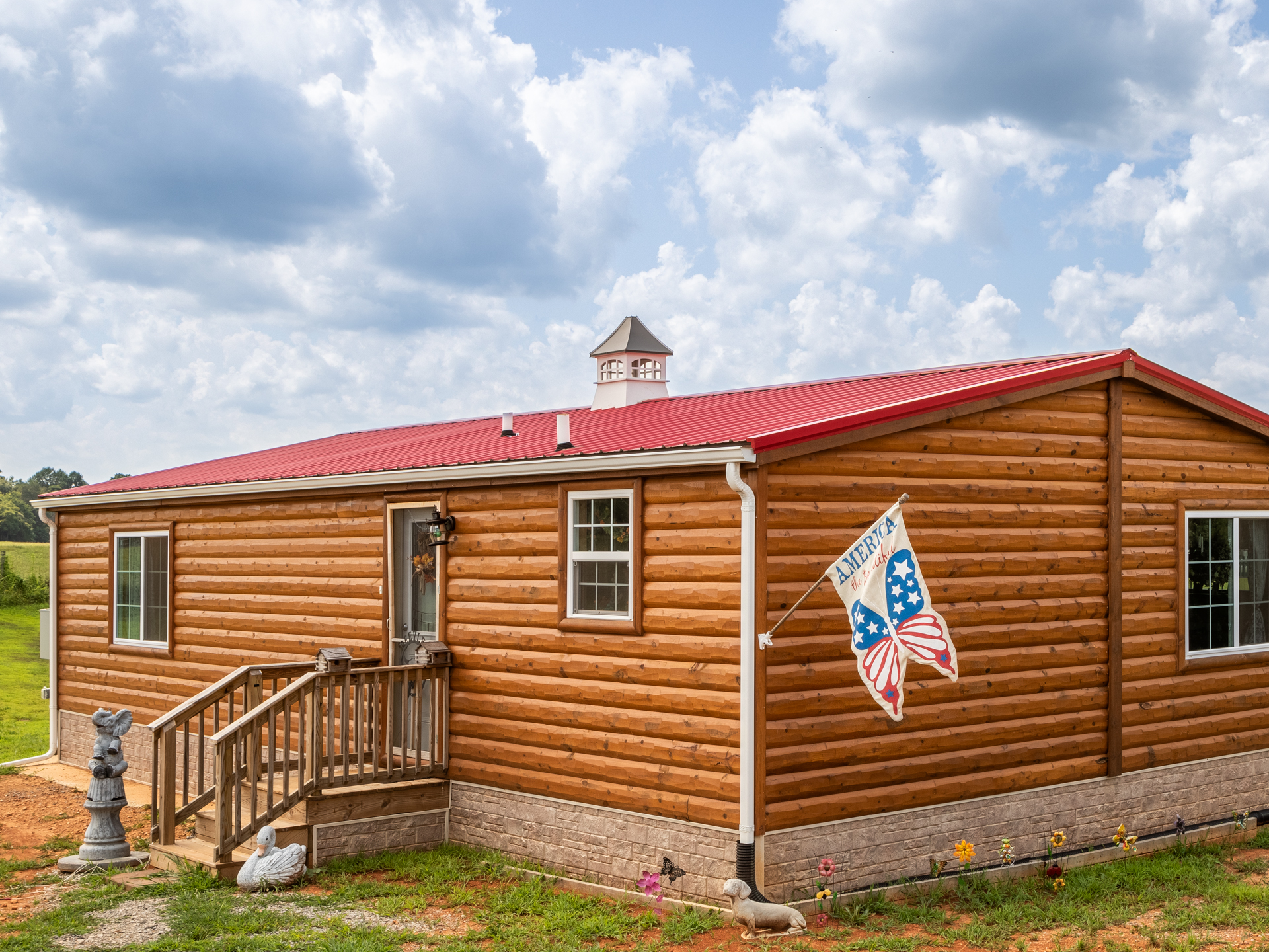 double-wide tiny home shell with log siding for sale in Ky and Tn