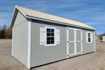 exterior of grey 12x24 storage building for sale in KY and TN