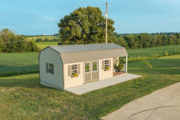 exterior aerial view of rent to own cabin for sale