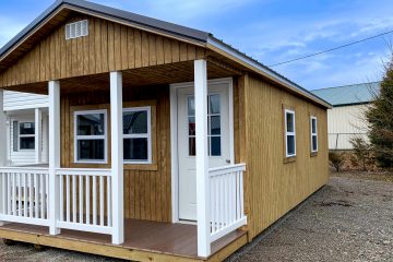 exterior of cabin shed for sheds with loft and porch for sale in KY and TN article