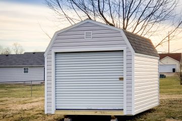 exterior of gambrel-roofed single car garage sizes for sale