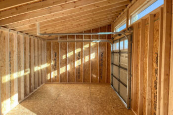 a skillion shed with garage door