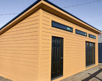 a skillion shed with garage door